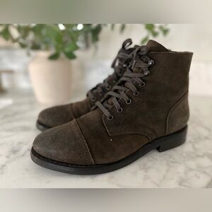 Thursday Captain Boots Olive Suede Womens Size 8 Green Cap Toe $179